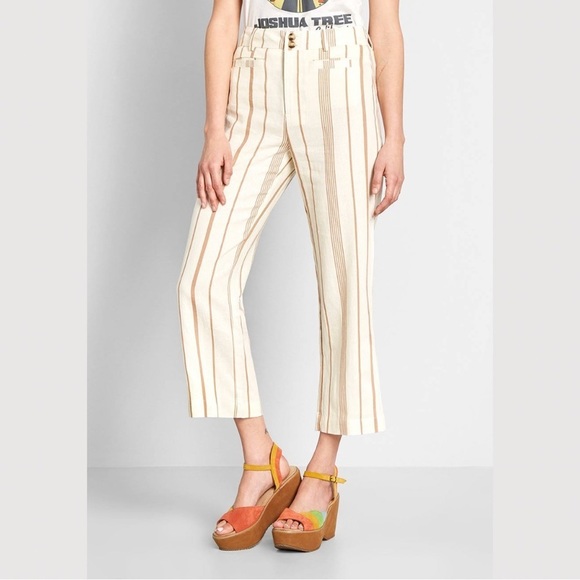 NWT Modcloth New Opportunities Capri Flare Crop Linen Pants, size 8 - Picture 16 of 16